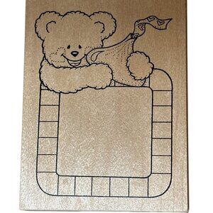 Darcie's Bear With Chocolate Kiss Frame Rubber Stamp By Darcies Rubber Stamps